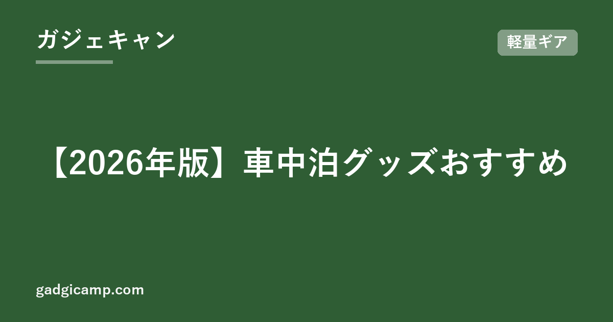 【2026年版】車中泊グッズおすすめ